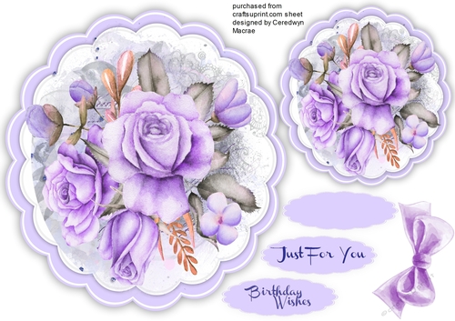 Beautiful Scalloped Posy of  lilac Roses 
