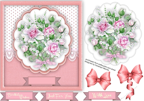 Beautiful Bouquet on a Pink lace mat 