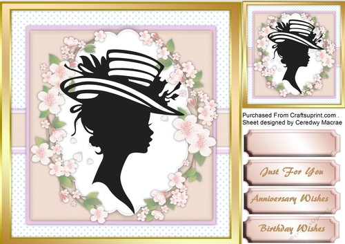 Beautiful Silhouette Lady in a pink rose Ring 