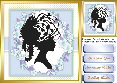 Beautiful Silhouette Lady in a blue rose Ring 