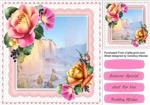 Beautiful Roses and Waterfall 