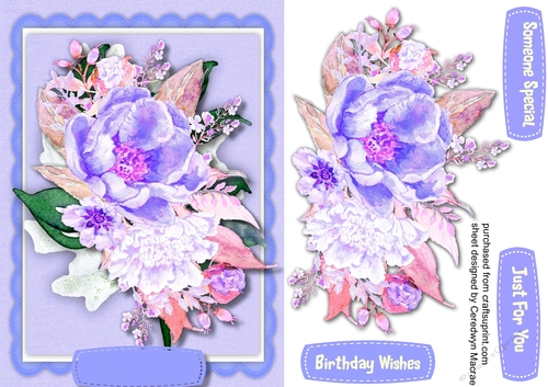 Beautiful  Roses on a Lilac Mat 
