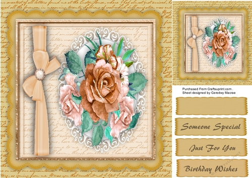 Beautiful Buff  Roses and Side Bow 