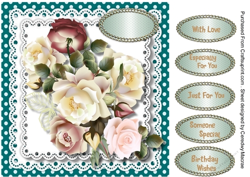 Beautiful Roses on a Polka dot mat 