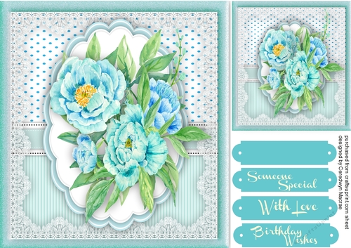 Beautiful Aquamarine Roses on lace 