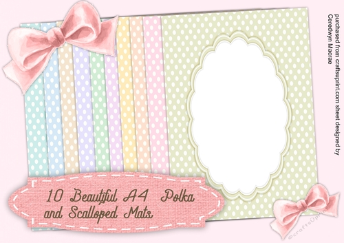 10 Beautiful A4 Polka and Scalloped Mats 