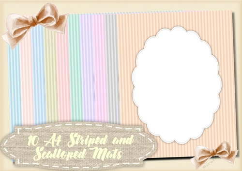 10 , A4 Striped and scalloped Mats 
