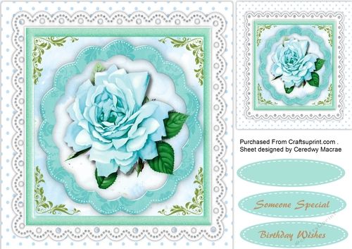 Beautiful Aqua Roses on lace 