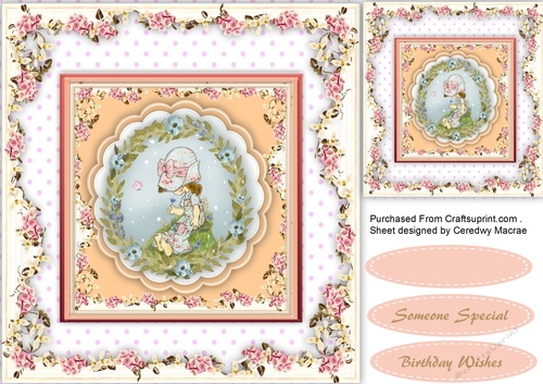 Little Bonnet girl in a flower frame 