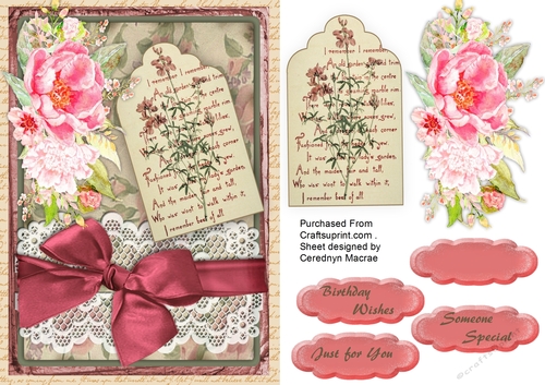 Beautiful Roses on a Vintage Tag 