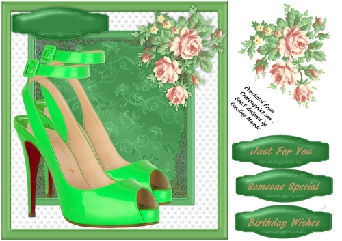 Beautiful Green shoes and  Pink Roses 