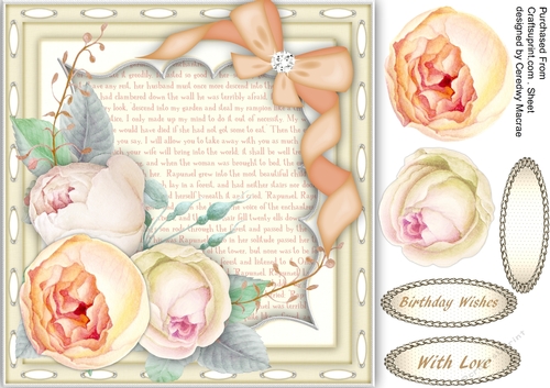 Bautiful Roses on a Script mat 