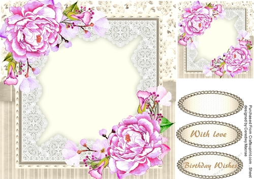 Beautiful Pink Roses on Lace 