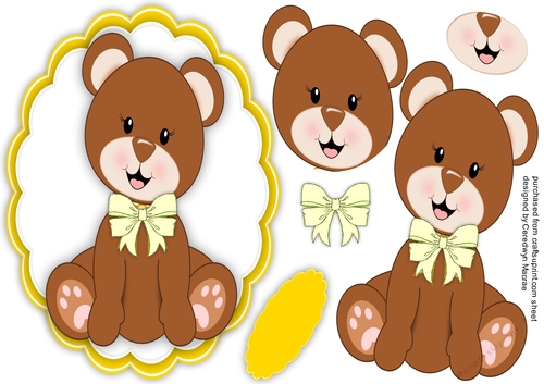 BVrown  Bear with his Yellow bow 