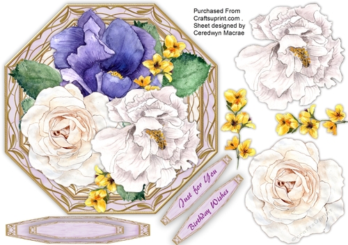 Beautiful Octagonal with Lila and White Roses 