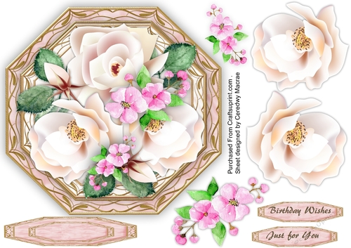 Beautiful Octagonal with Roses and Blossom