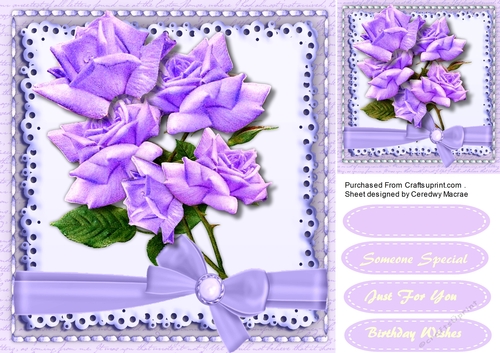 Beautiful Lilac Roses in a saddle stitch mat 
