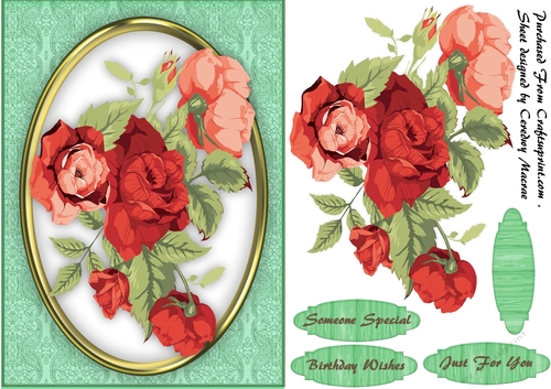 Beautiful Roses in a Gold Frame 