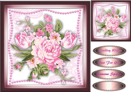 Roses in a Shaped Pearl Frame 