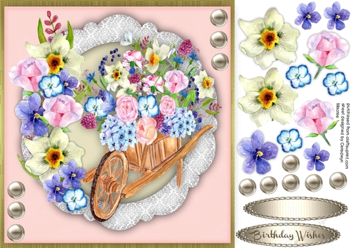 Beautiful Wheelbarrow of Spring Flowers