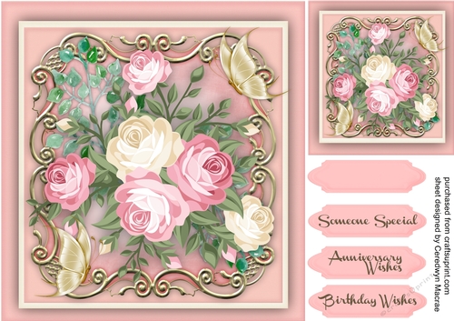  Roses on a Ornate Scroll Mat 