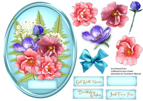 Beautiful Mixed flowers on a Turq Mat 