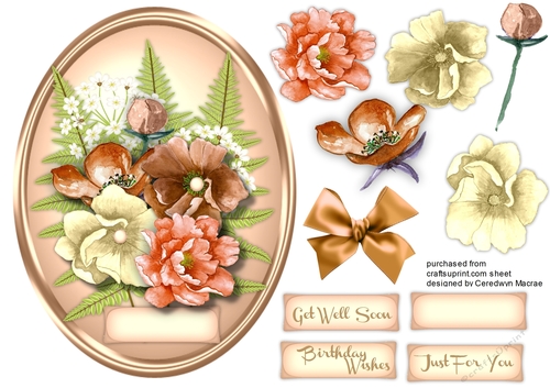 Beautiful Mixed flowers on a buff Mat 