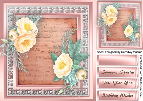 Cream Roses on Vintage Lace 