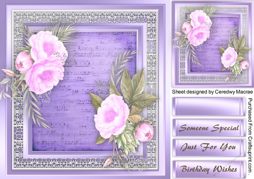 Lilac Roses on Vintage Lace 