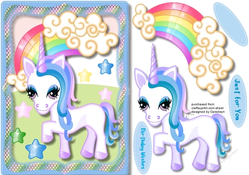 Lovely Unicorn in a Blue Frame 
