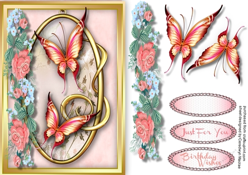 Beautiul Butterflys in sa Gold frame 