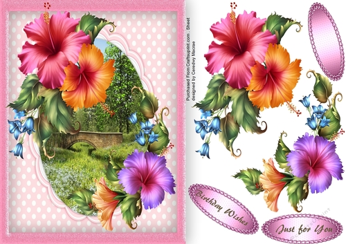 Flora Flowers on a Scalloped mat 