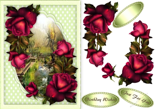 Passionaria Roses  on a Scalloped mat 