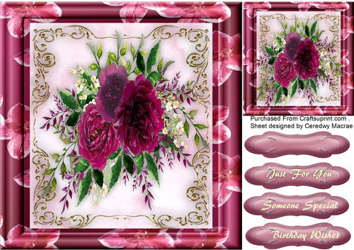 Burgundy Roses  in a Flower Frame 