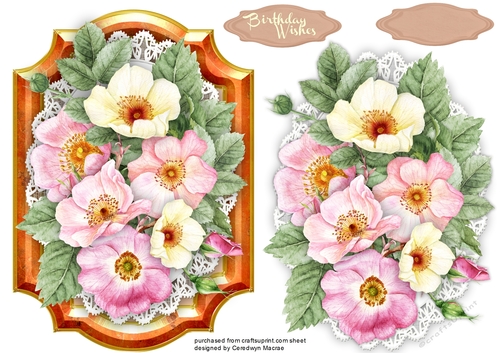Beautiful Briar Roses on a Bracket Frame 