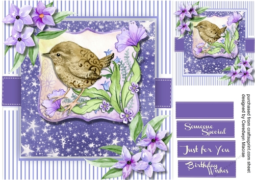 Beautiful BoHo  Flowers and Bird in the Forest 