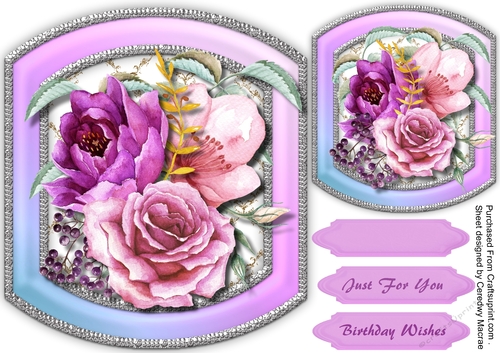 Lovely Shaped Mat with Lilac Mixed Roses 