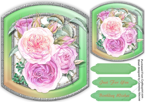 Lovely Shaped Mat with Pink Summer  Roses 
