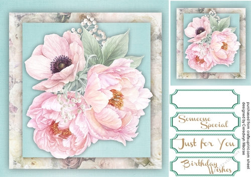 8x8 Pink roses and Anemone