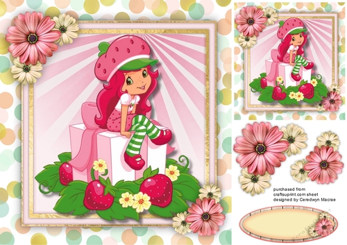 Little Miss Strawberry on a gift box 