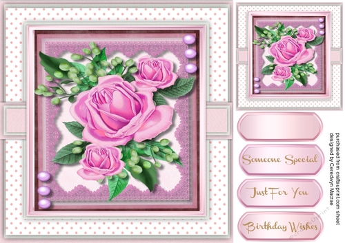 Pink Roses on Cut Out Lace 
