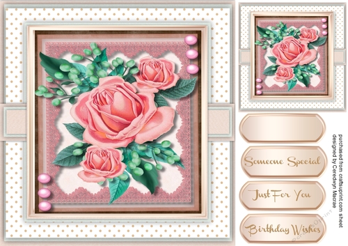 Peach Roses on Cut Out Lace 