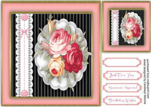 Vintage Roses and Lace Strip 