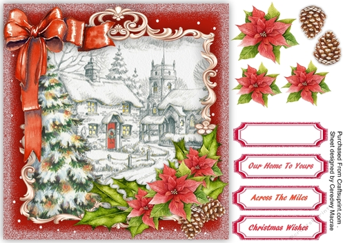 Snow Scene and Poinsettias 