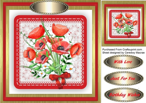 Beautiful poppys on a Saddle Stitched Mat 