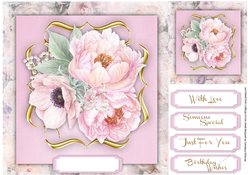 Pink Roses in a Gold Bracket frame 