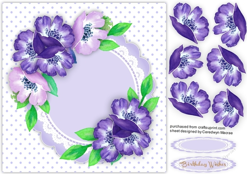 Lilac Anemones on a Lace Mat 