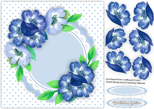 Blue Anemones on a Lace Mat 