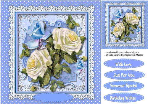 Beautiful White Roses in a lace Frame 