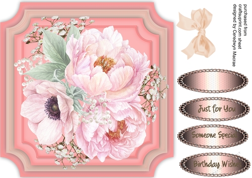 Beautiful Roses on a Triple  cut out mat 